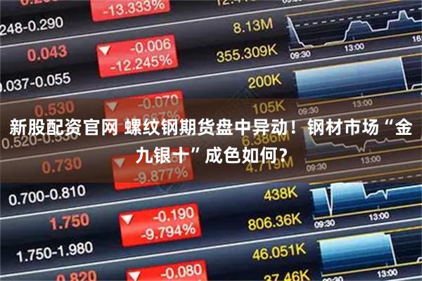 新股配资官网 螺纹钢期货盘中异动！钢材市场“金九银十”成色如何？